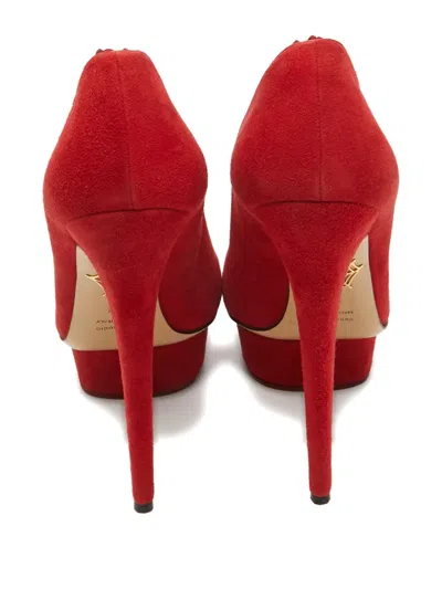 Pre-owned Charlotte Olympia Scalloped Bow Platform Pumps In Red