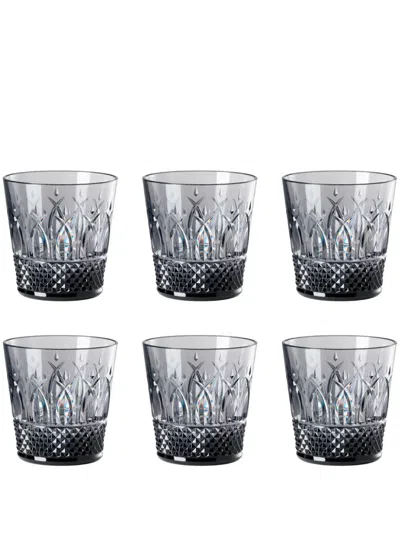 Mario Luca Giusti Embossed-pattern Glass (set Of Six) In Gray