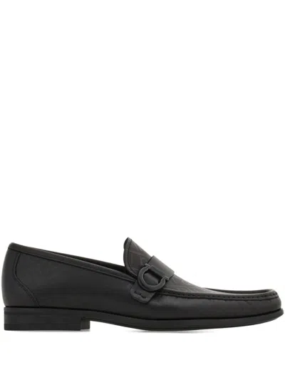 Ferragamo Gancini-buckle Loafers In Black