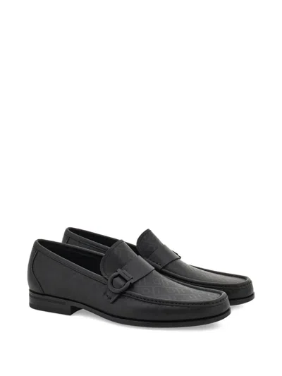 Ferragamo Gancini-buckle Loafers In Black
