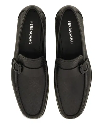 Ferragamo Gancini-buckle Loafers In Black