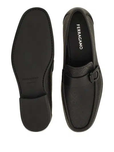 Ferragamo Gancini-buckle Loafers In Black