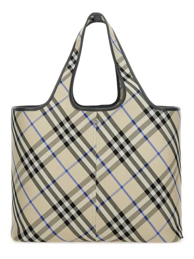 Burberry Check Pattern Tote Bag With Dual Handles
