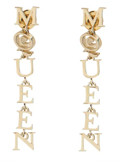 Alexander Mcqueen Logo Earrings In Gold