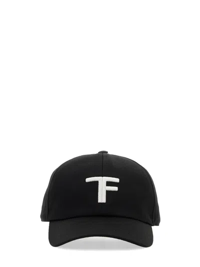 Tom Ford Black Baseball Cap With Logo Embroidery On The Front And Logo Lettering On The Rear In Cotton Man