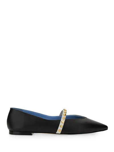 Alexander Mcqueen Studded Strap Ballerina Shoes In Black