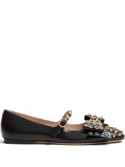 Valentino Kid Leather Bowow Ballerina Shoes