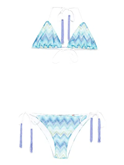 Missoni Mare Fringed Striped Crochet-knit Triangle Bikini