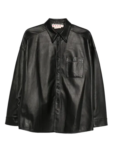 Marni Leather Shirt In Multi