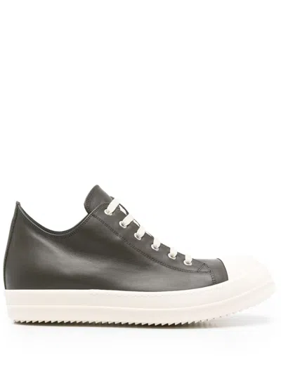 Rick Owens Men Low Sneaks In Grain Calf Leather In Black