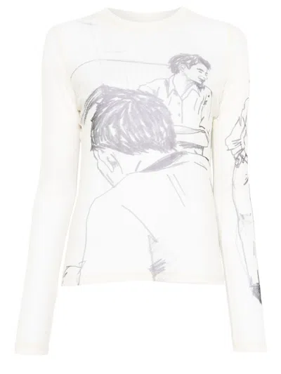 Jw Anderson W Anderson Womens Underpinning Long-sleeve Mesh Top Off White Xs In Neutral