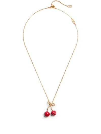 Valentino Garavani Necklace With Charm And Vlogo Detail In Red