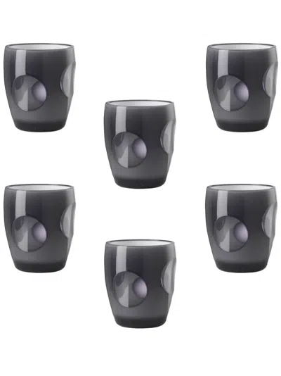 Mario Luca Giusti Fisheye Water Glass (set Of Six) In Gray