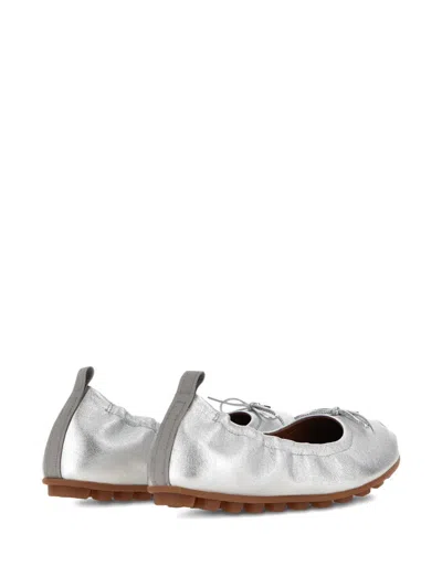 Hogan Metallic Ballerina Shoes In Silver