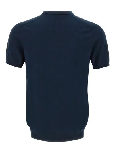 Diktat Short-sleeve Ribbed Sweater In Blue
