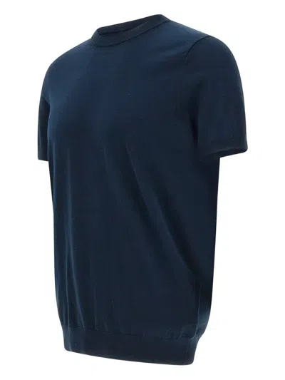 Diktat Short-sleeve Ribbed Sweater In Blue