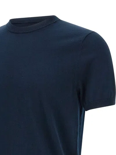 Diktat Short-sleeve Ribbed Sweater In Blue