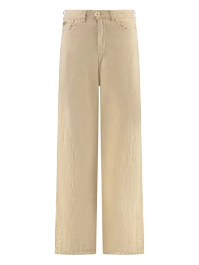 Lois Jeans Marlene Linen Trousers In Brown