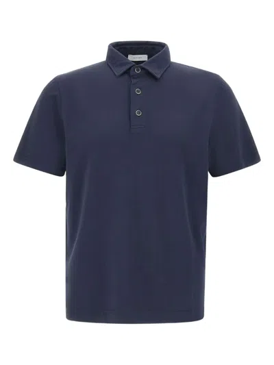 Diktat Short-sleeve Button Polo Shirt In Blue