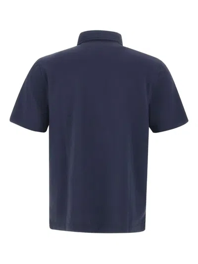 Diktat Short-sleeve Button Polo Shirt In Blue