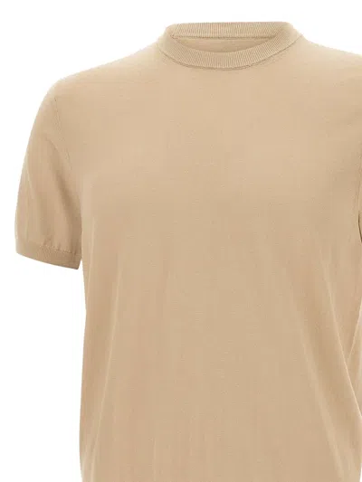 Diktat Short-sleeve Ribbed Sweater In Neutral