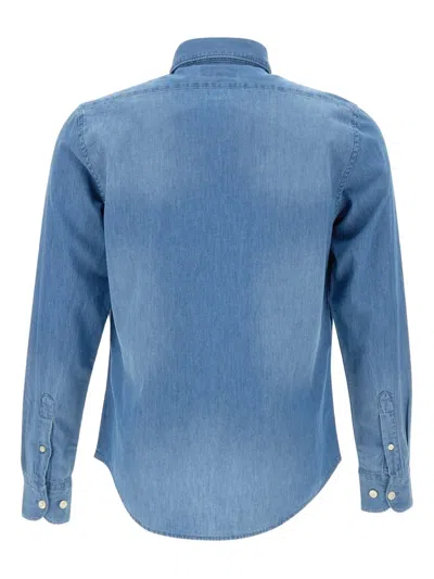 La Martina Logo-embroidered Denim Shirt In Blue