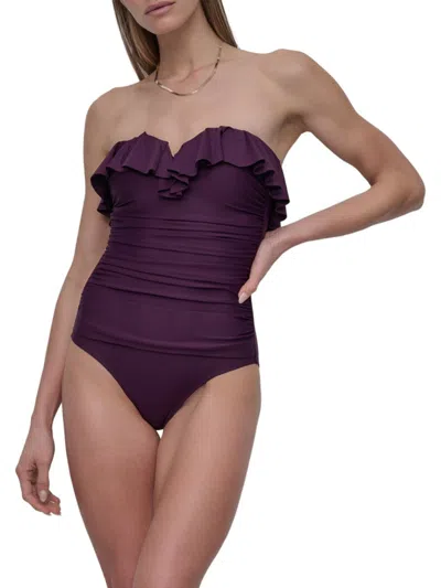 Dkny Women's Ruffled Bandeau One-piece Swimsuit