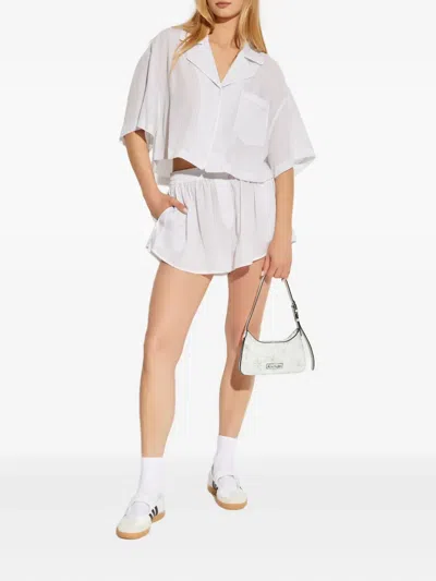 Alexander Wang Pinstripe Elastic-waist Shorts In White