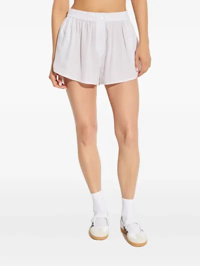 Alexander Wang Pinstripe Elastic-waist Shorts In White