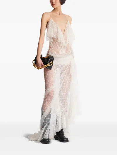 Balmain Lace-panel Maxi Dress In Neutral