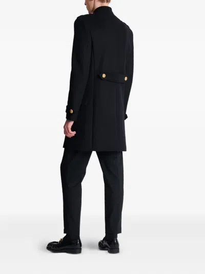 Balmain Virgin Wool Coat With Iconic Gold Buttons In Black