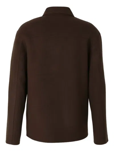 Officine Generale Button-fastening Patch-pocket Jacket In Brown