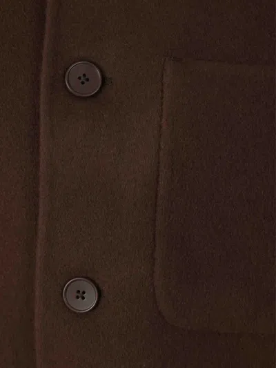 Officine Generale Button-fastening Patch-pocket Jacket In Brown