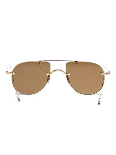 Thom Browne Geometric-frame Sunglasses In Gold