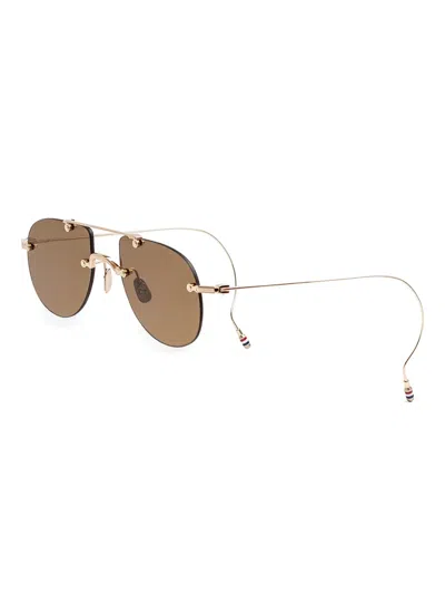 Thom Browne Geometric-frame Sunglasses In Gold