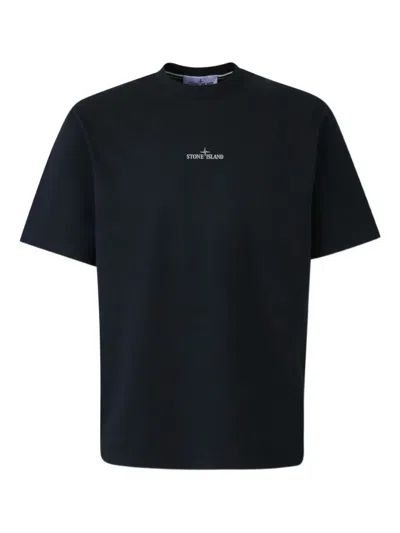 Stone Island Casual Black T-shirt With Graphic Design And Subtle Logo In Black