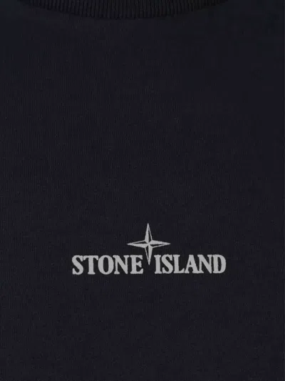Stone Island Casual Black T-shirt With Graphic Design And Subtle Logo In Black