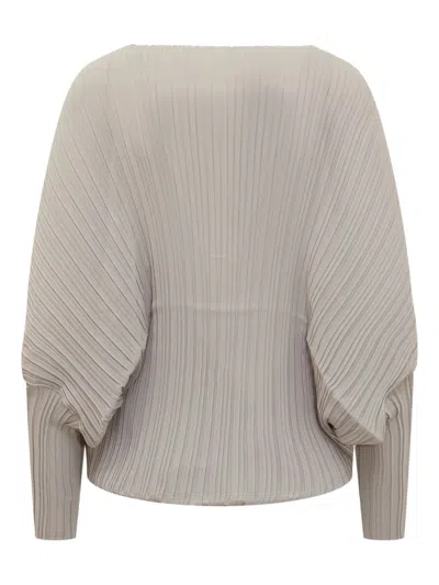 Max Mara Pleated Bomber Jacket In Gray