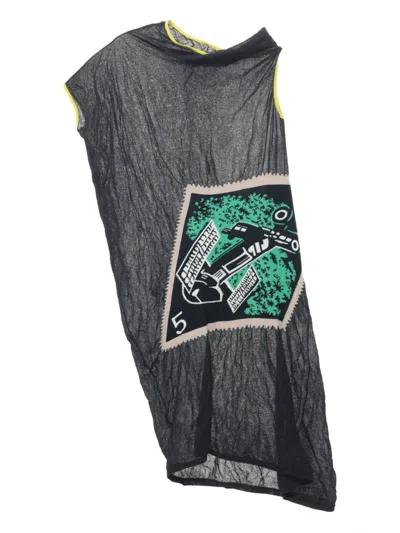 Kiko Kostadinov Satellite Graphic-print Asymmetric Dress In Black