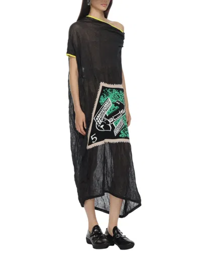 Kiko Kostadinov Satellite Graphic-print Asymmetric Dress In Black