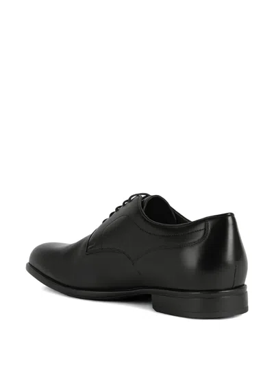 Geox Lace-up Leather Shoes In Black