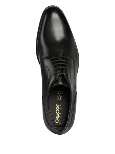 Geox Lace-up Leather Shoes In Black