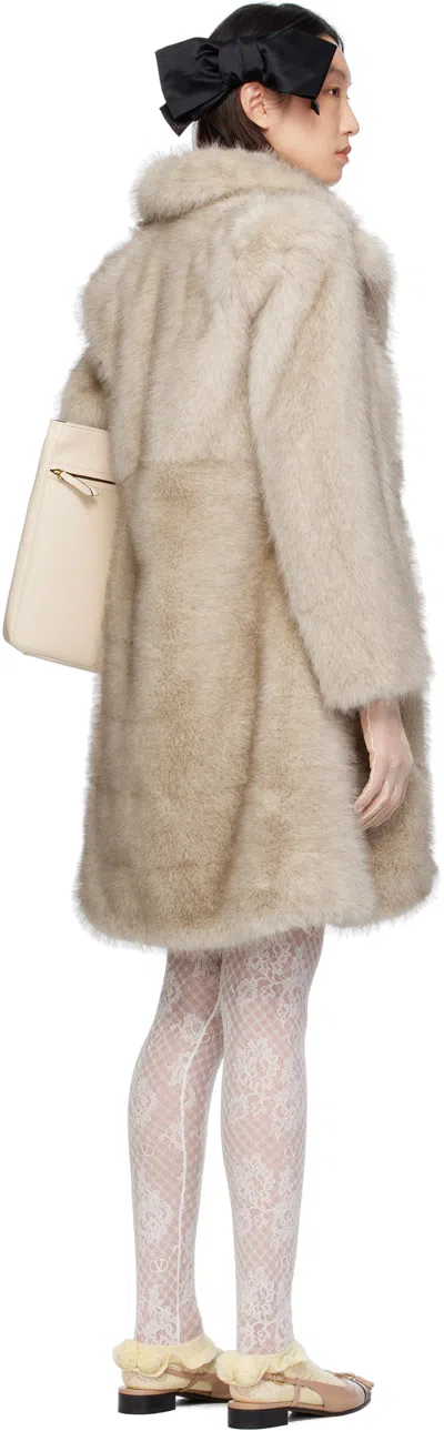 Valentino Beige Button Faux-fur Coat