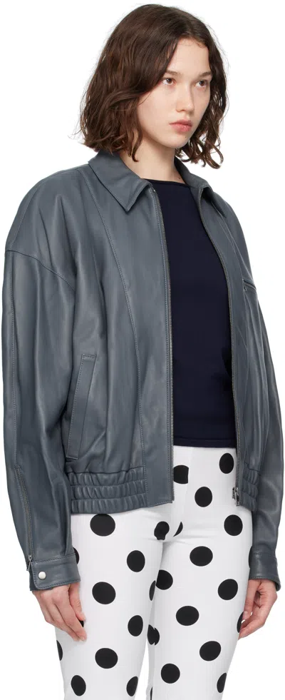 Paloma Wool Blue Lora Leather Jacket