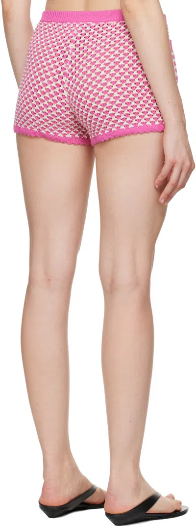 Versace Pink & White Crochet Knit Shorts
