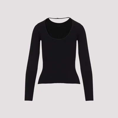 Courrèges Rib Knit Sweater With Bare Shoulders