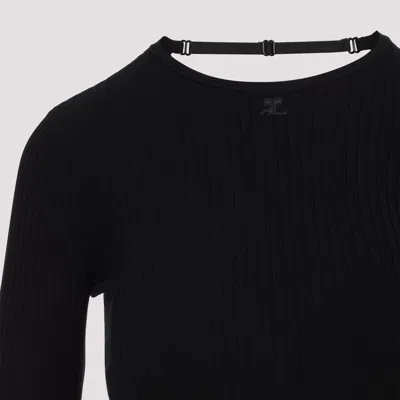 Courrèges Rib Knit Sweater With Bare Shoulders