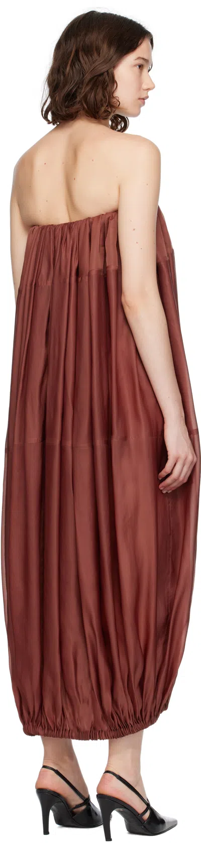 Ferragamo Burgundy Voluminous Bustier Maxi Dress In Brown