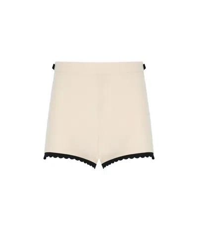 Elisabetta Franchi Multicolor High-waisted Shorts With Scalloped Hem In Neutral