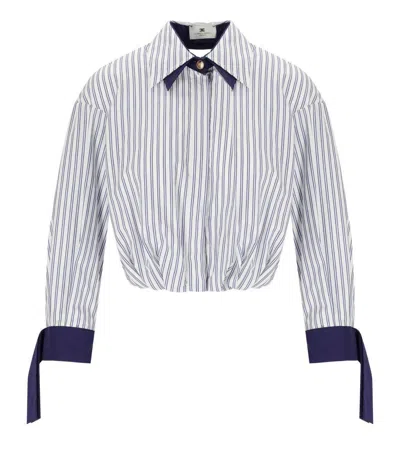 Elisabetta Franchi Oltremare Striped Cropped Shirt